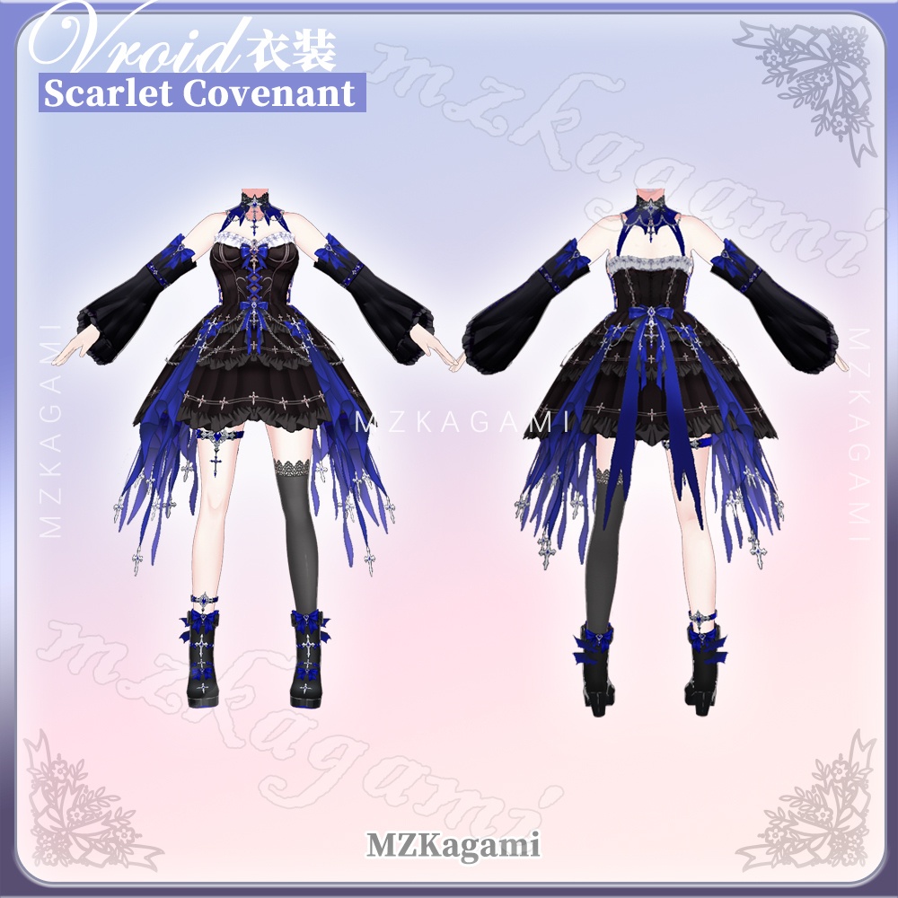 ★New【VRoid】緋蝕の聖約 · ロリータドレス Full Set. / Scarlet Covenant · Lolita Dress (6 Colors)