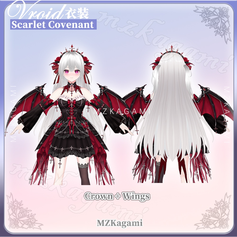 ★New【VRoid】緋蝕の聖約 · ロリータドレス Full Set. / Scarlet Covenant · Lolita Dress (6 Colors)