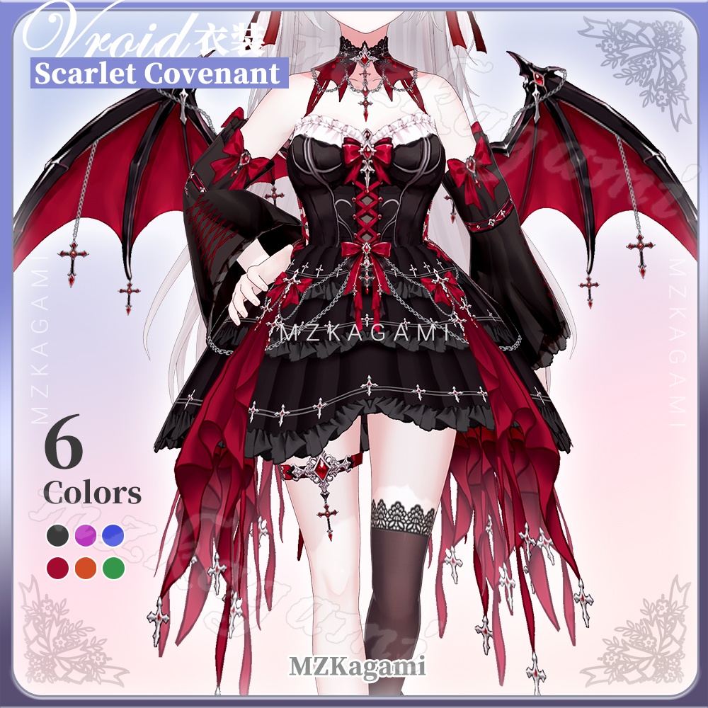 ★New【VRoid】緋蝕の聖約 · ロリータドレス Full Set. / Scarlet Covenant · Lolita Dress (6 Colors)
