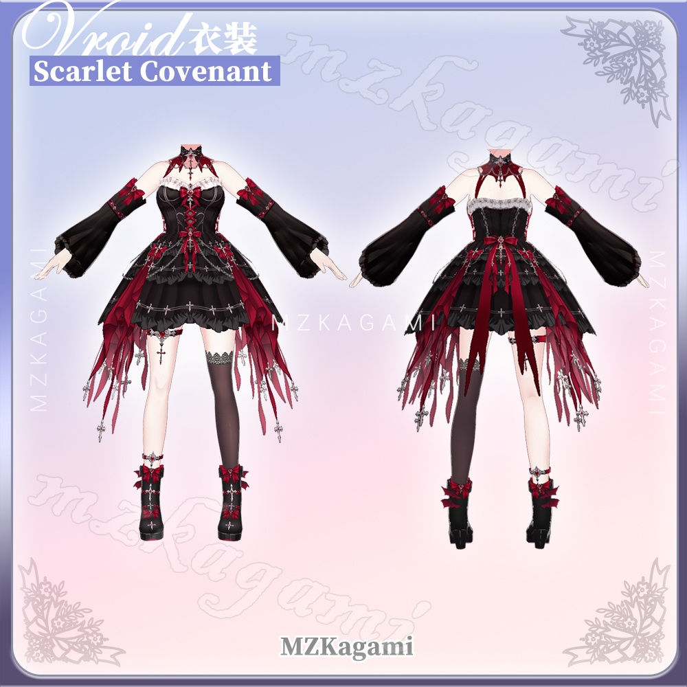 ★New【VRoid】緋蝕の聖約 · ロリータドレス Dress Set. / Scarlet Covenant · Lolita Dress (6 Colors)