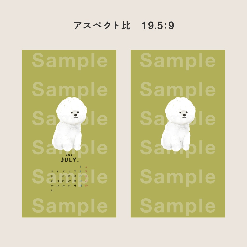 2023.07 ビションフリーゼのカレンダー壁紙