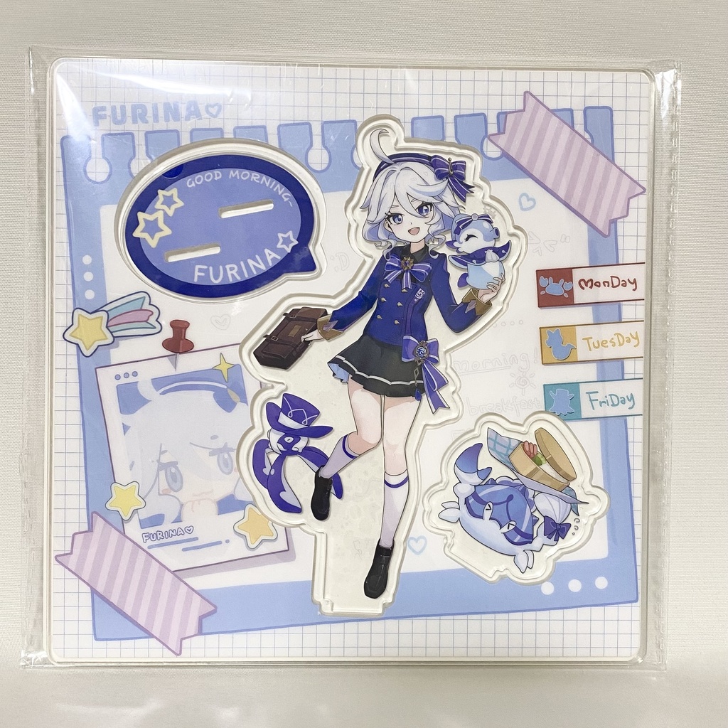 【原神】アクリルスタンド　ちびネコ　グッドモーニング　フリーナ