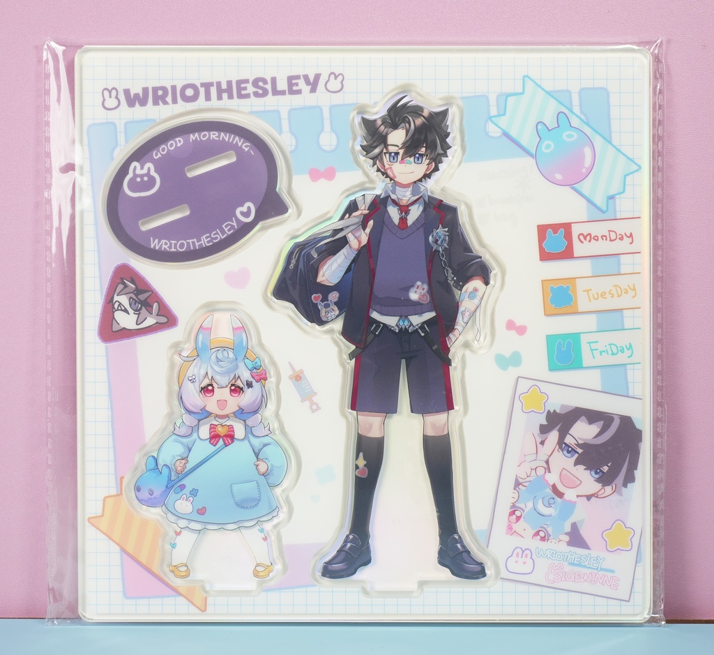 【原神】アクリルスタンド　ちびネコ　グッドモーニング　リオセスリ　シグウィン