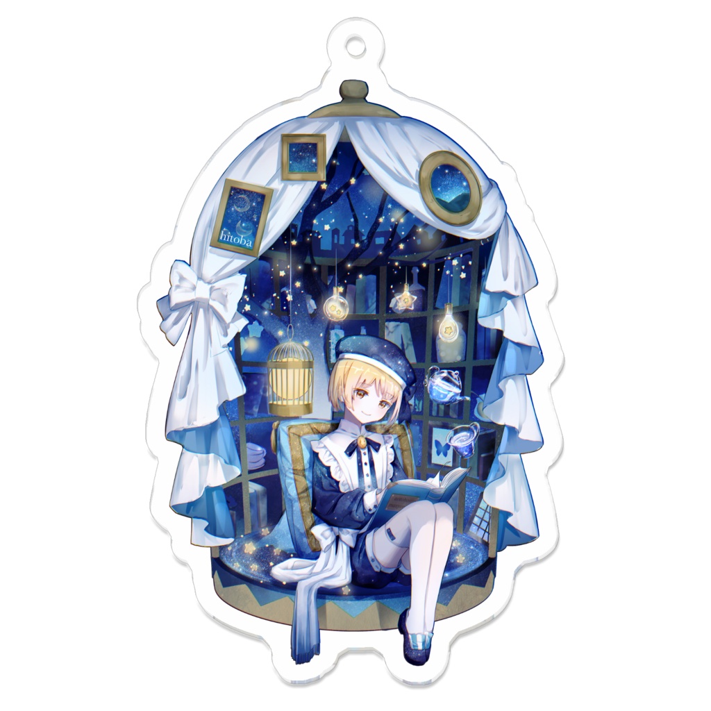 青と星と魔女のアクリルキーホルダー