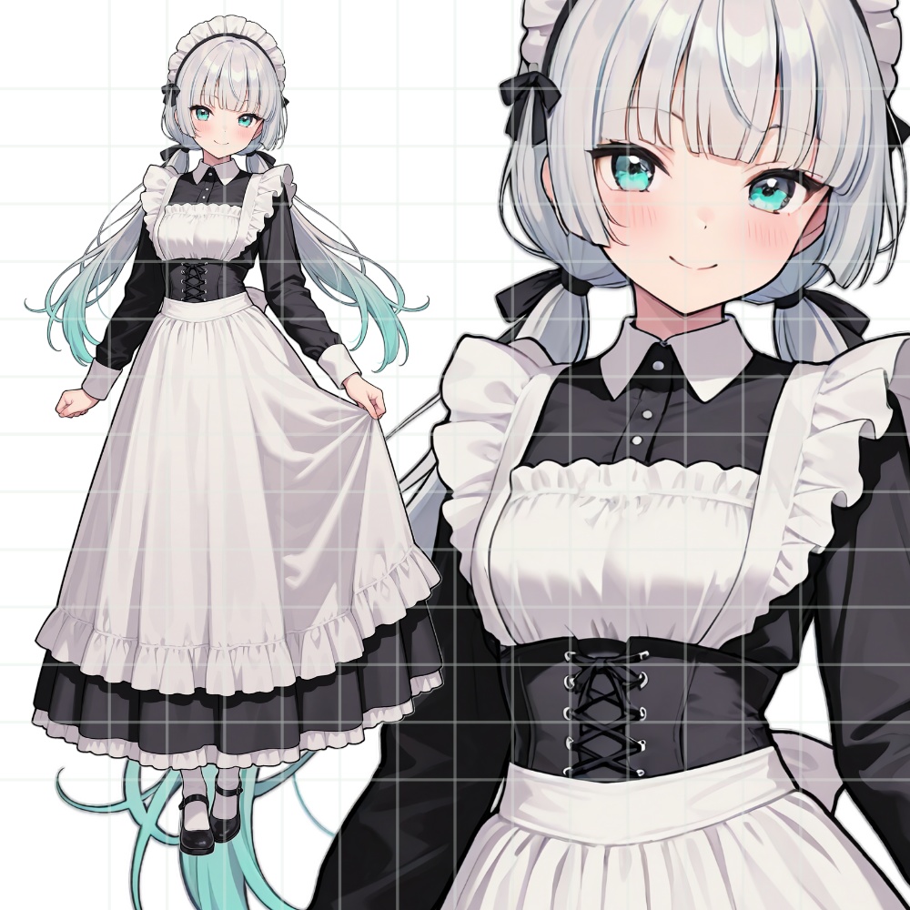 立ち絵素材01.女性/メイド風/表情差分/1枚絵のオマケ付き