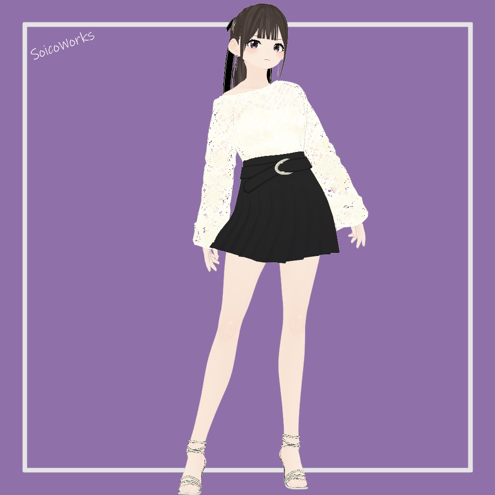 【無料】メッシュトップス+スカート【VRoid】