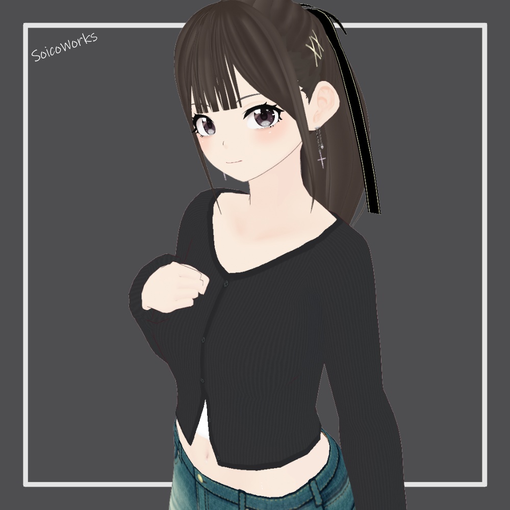 【無料】髪型ポニーテール×リボン【VRoid】