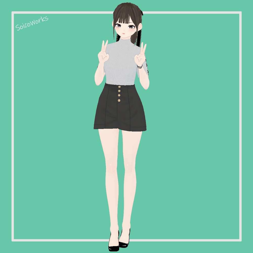 【無料】ハイウエストショートパンツ【VRoid】