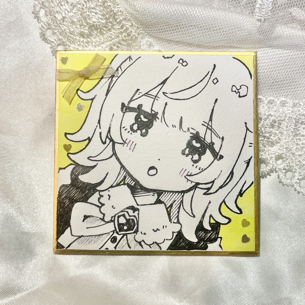 豆色紙原画 (デコ付き)