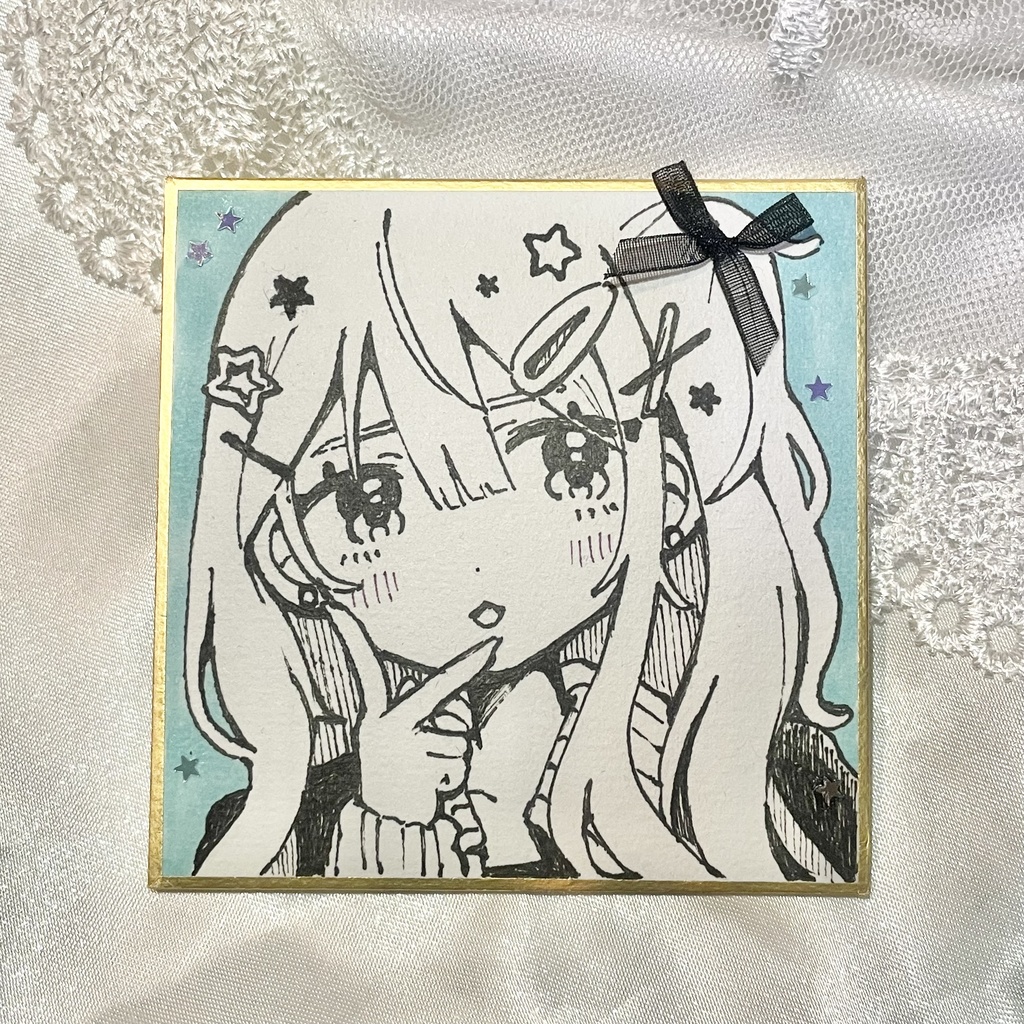 豆色紙原画 (デコ付き)