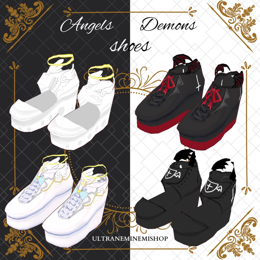 【Vroid】天使と悪魔な水着、4点セット