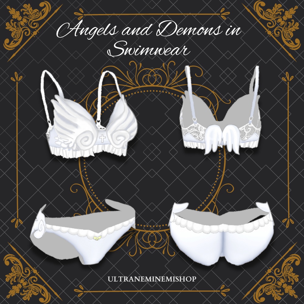 【Vroid】天使と悪魔な水着、4点セット