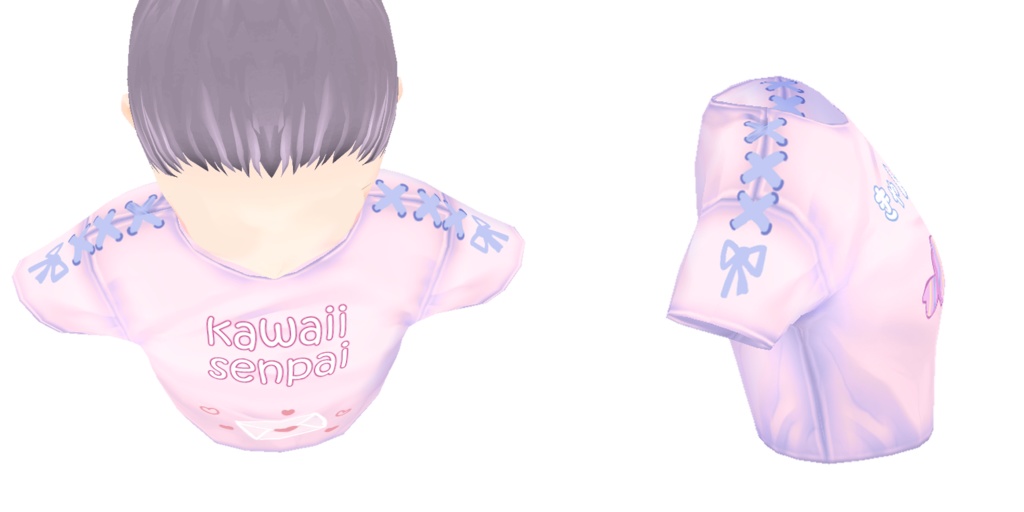 リボン付きミニTシャツ8種類詰め 白黒、水色ピンク【かわいいTシャツシリーズ②】