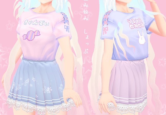 リボン付きミニTシャツ8種類詰め 白黒、水色ピンク【かわいいTシャツシリーズ②】