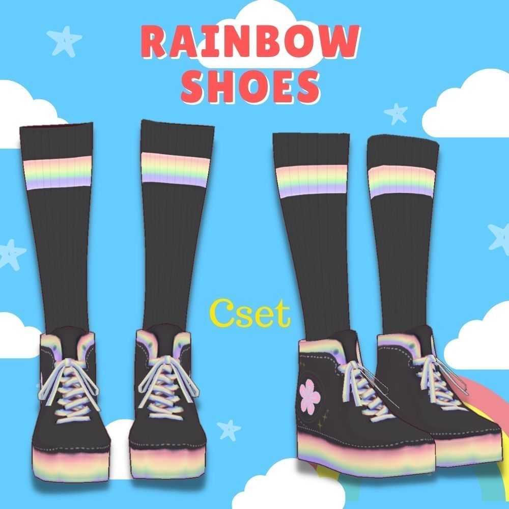 レインボーシューズとソックス2種