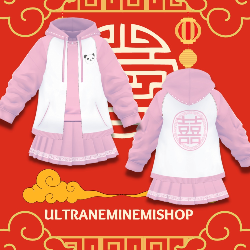 【Vroid】パンダ囍チャイナジャージ4色