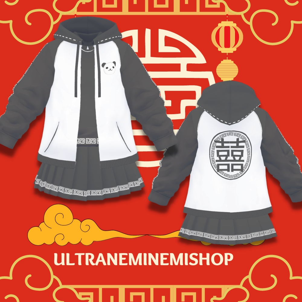 【Vroid】パンダ囍チャイナジャージ4色