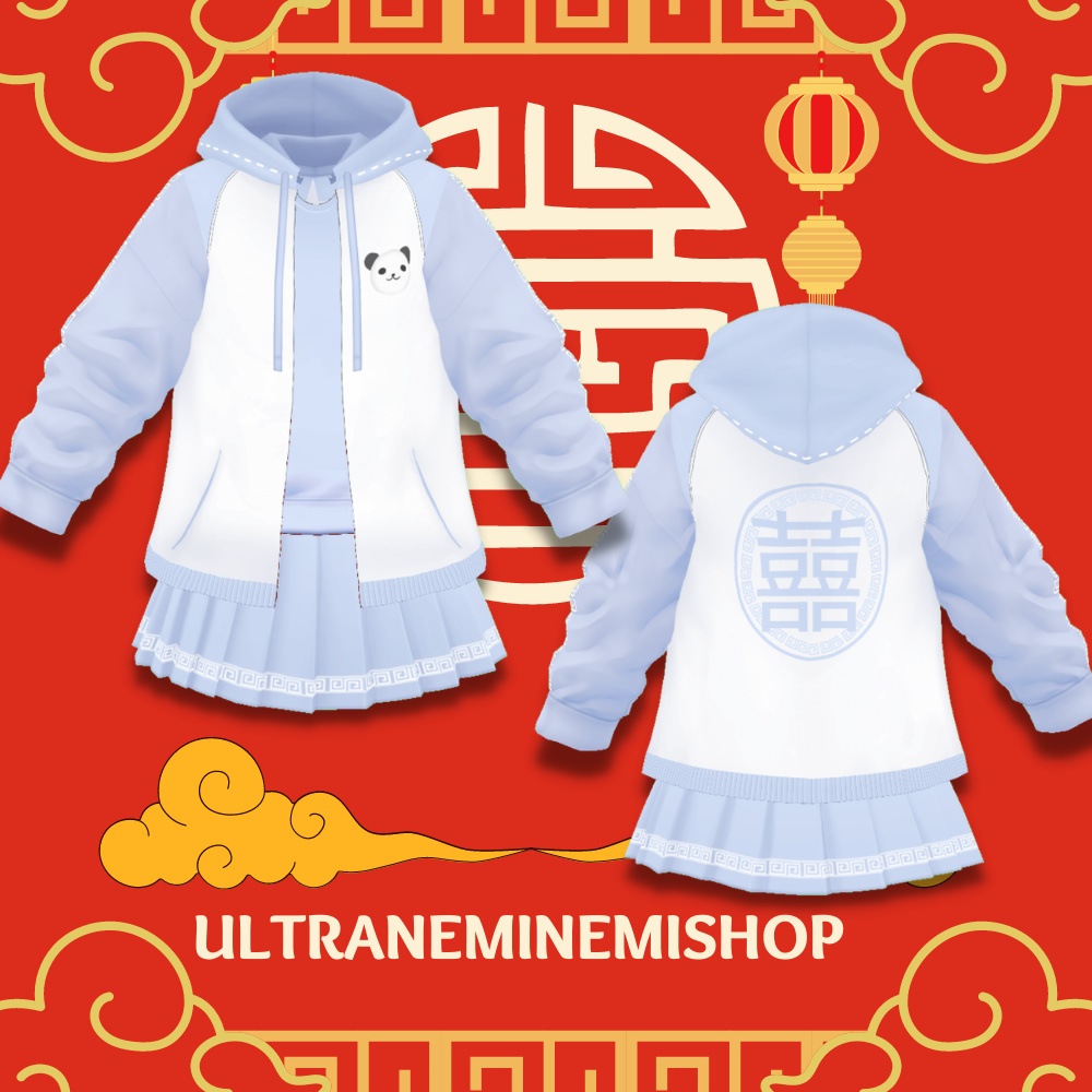 【Vroid】パンダ囍チャイナジャージ4色