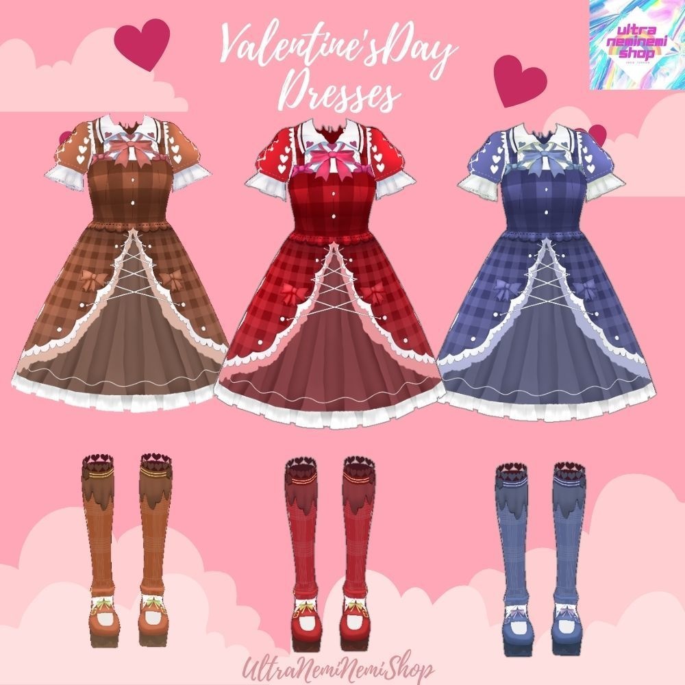 バレンタインラブリードレスワンピース9点(ワンピース+靴下+靴)