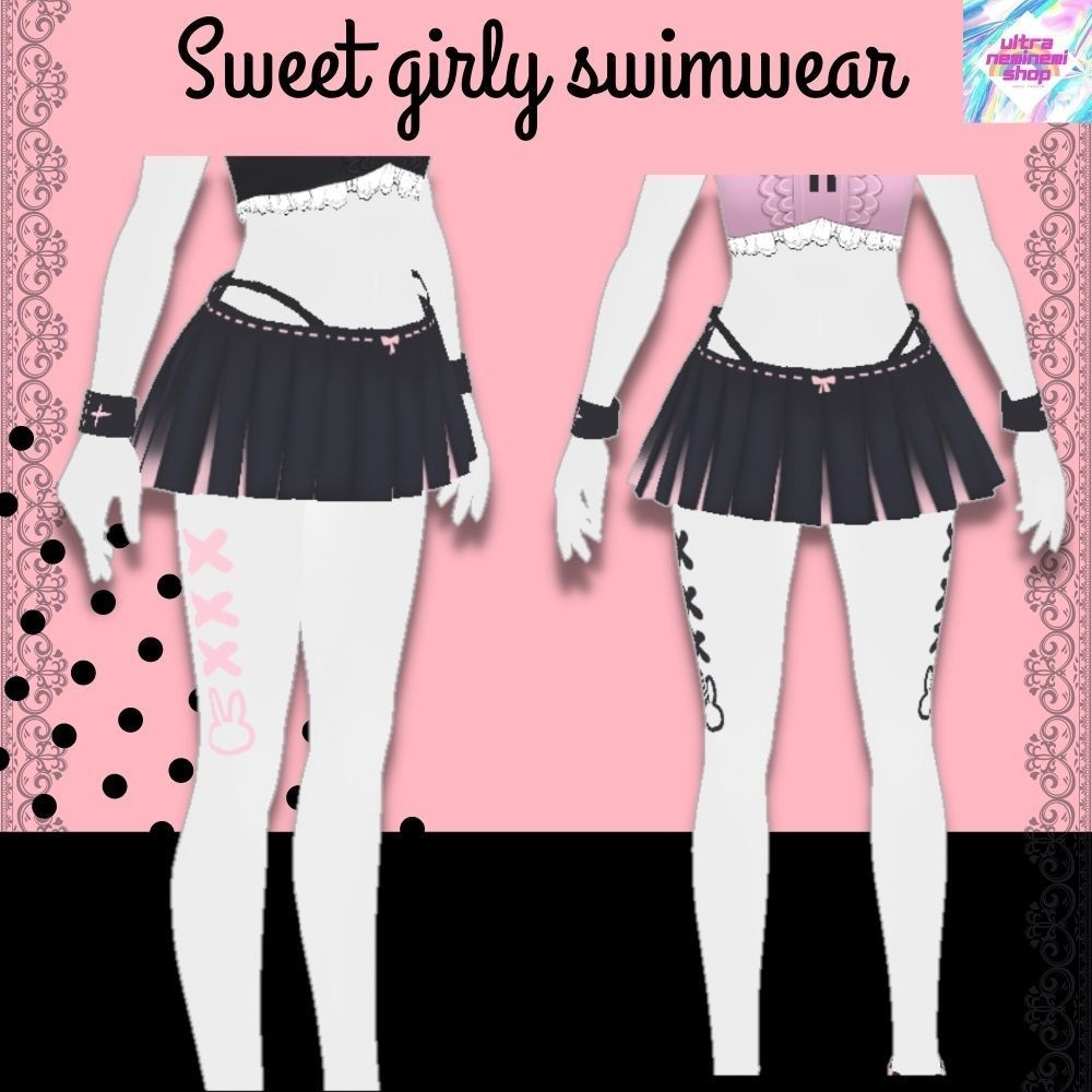 【vroid】地雷系💜量産型水着 2set