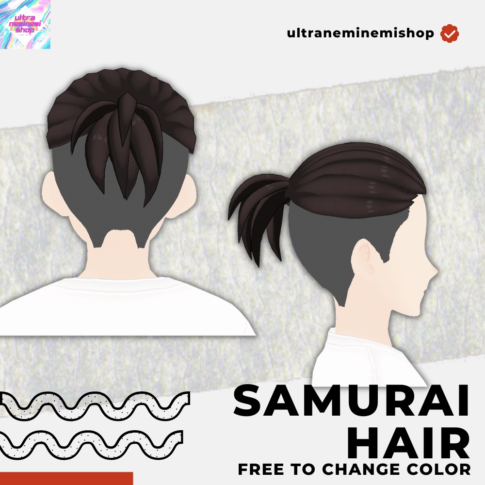 【Vroid】Samurai Manban Hair 3type(サムライ・マンバンヘアー)