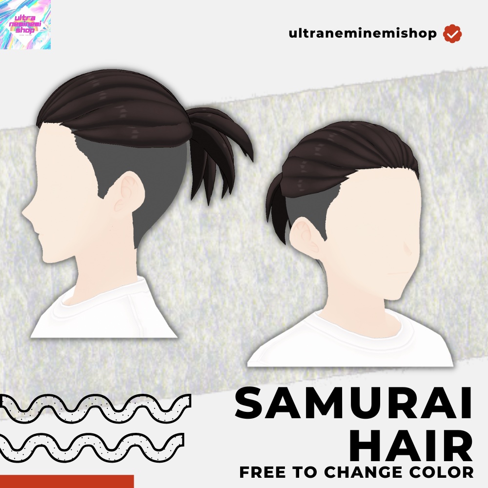 【Vroid】Samurai Manban Hair 3type(サムライ・マンバンヘアー)