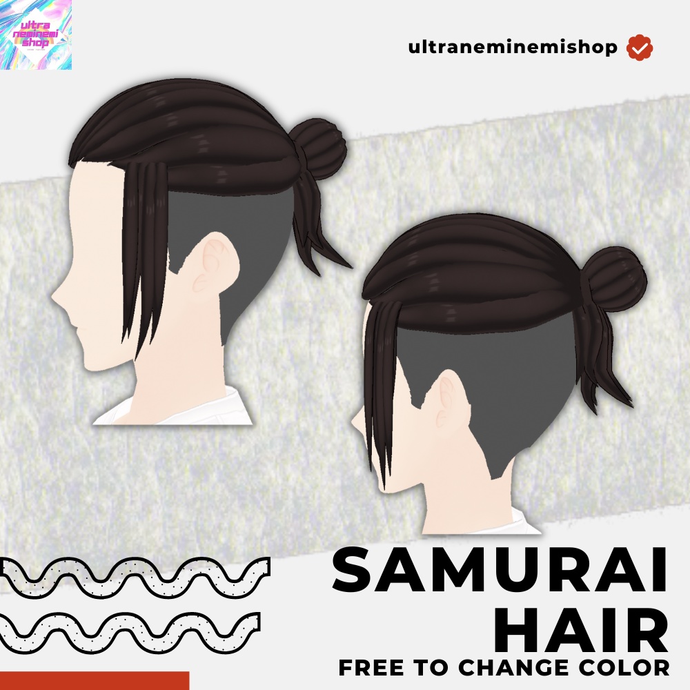 【Vroid】Samurai Manban Hair 3type(サムライ・マンバンヘアー)