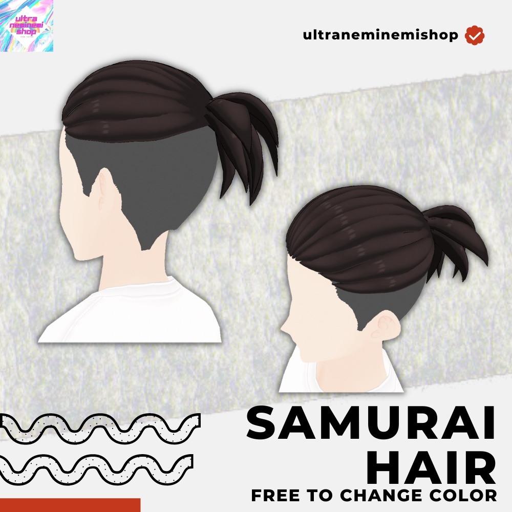【Vroid】Samurai Manban Hair 3type(サムライ・マンバンヘアー)