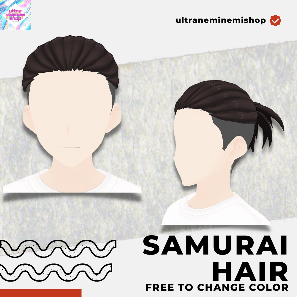 【Vroid】Samurai Manban Hair 3type(サムライ・マンバンヘアー)