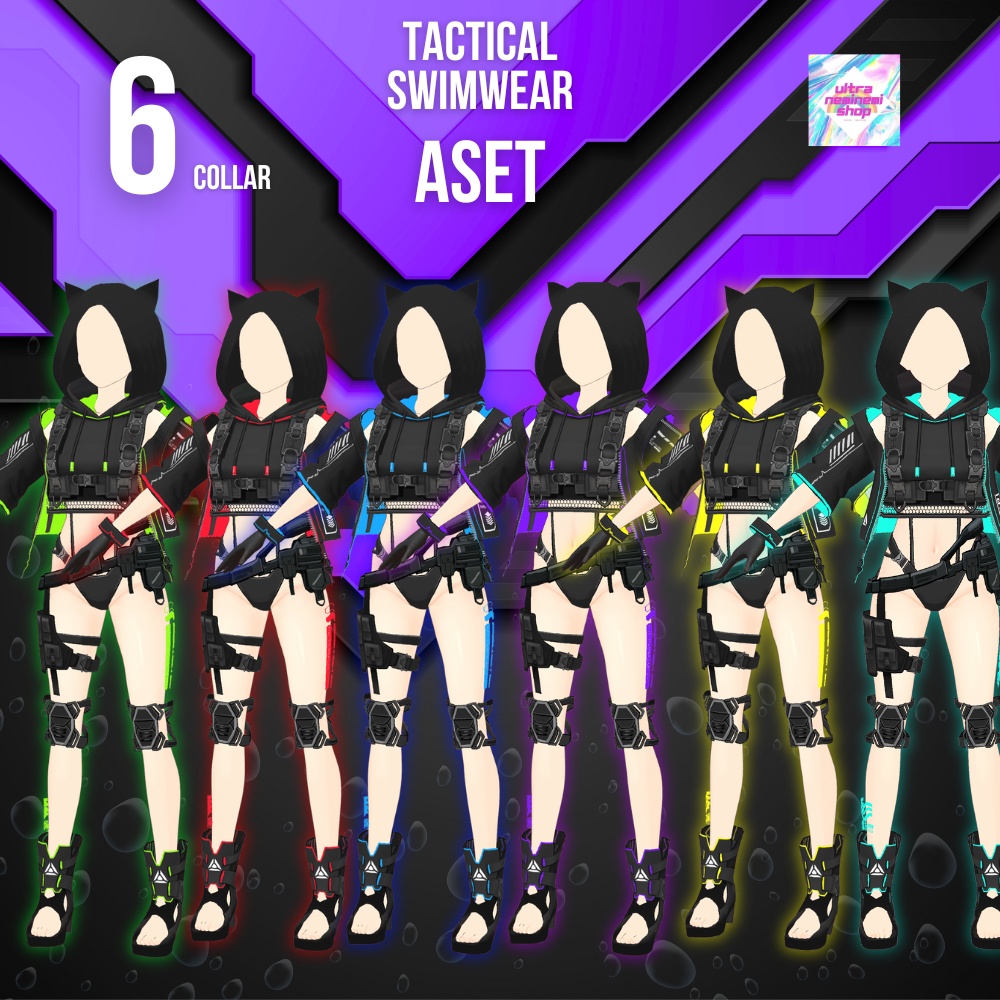 【vroid】6collar / タクティカル水着