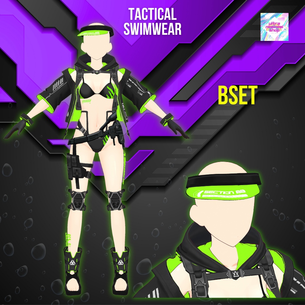 【vroid】6collar / タクティカル水着