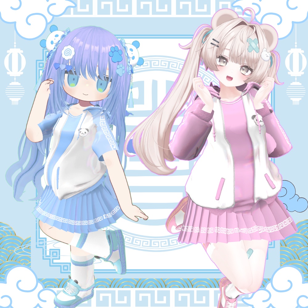 メンズもあり【複数アバター対応】パンダ囍チャイナジャージィ #UltraNemiNemiShop