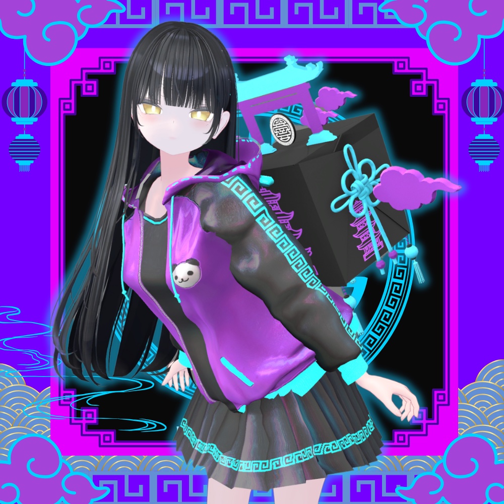 メンズもあり【複数アバター対応】パンダ囍チャイナジャージィ #UltraNemiNemiShop