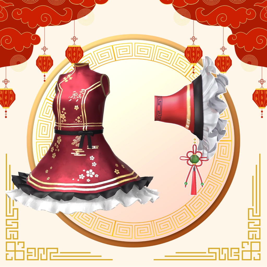 🌟初回限定セール🌟【複数アバター対応】縁起がいい!アイヤーチャイナ服 #UltraNemiNemiShop