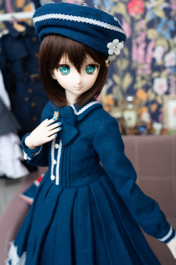 DD&DDS クラシカルワンピース帽子パニエセット(紺)