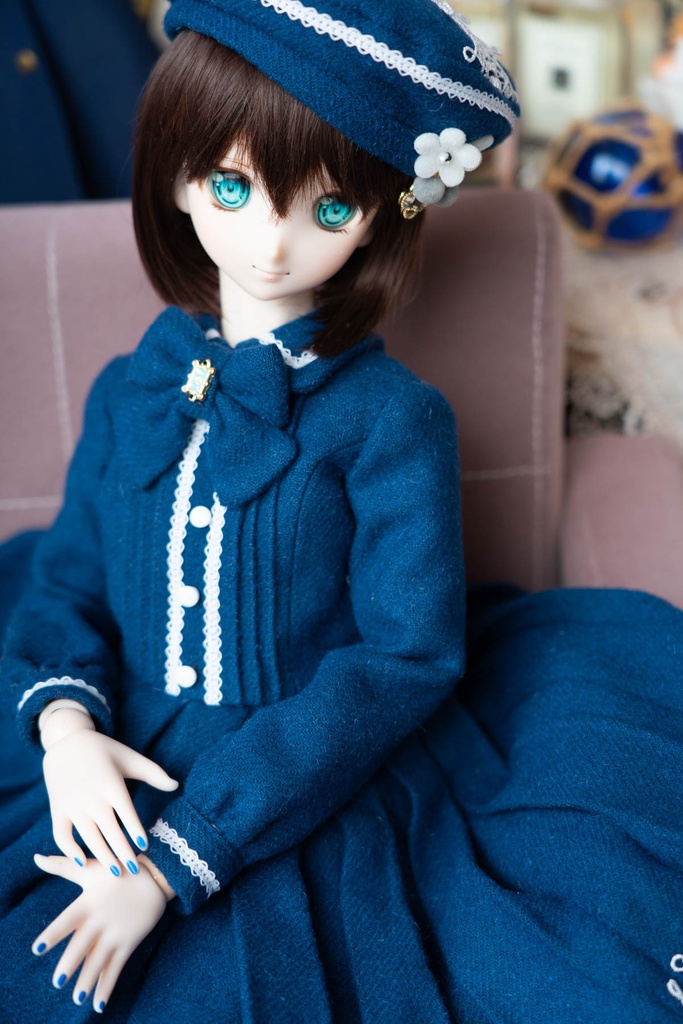 DD&DDS クラシカルワンピース帽子パニエセット(紺)