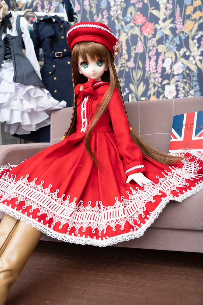 DD&DDS クラシカルワンピース帽子パニエセット(赤)