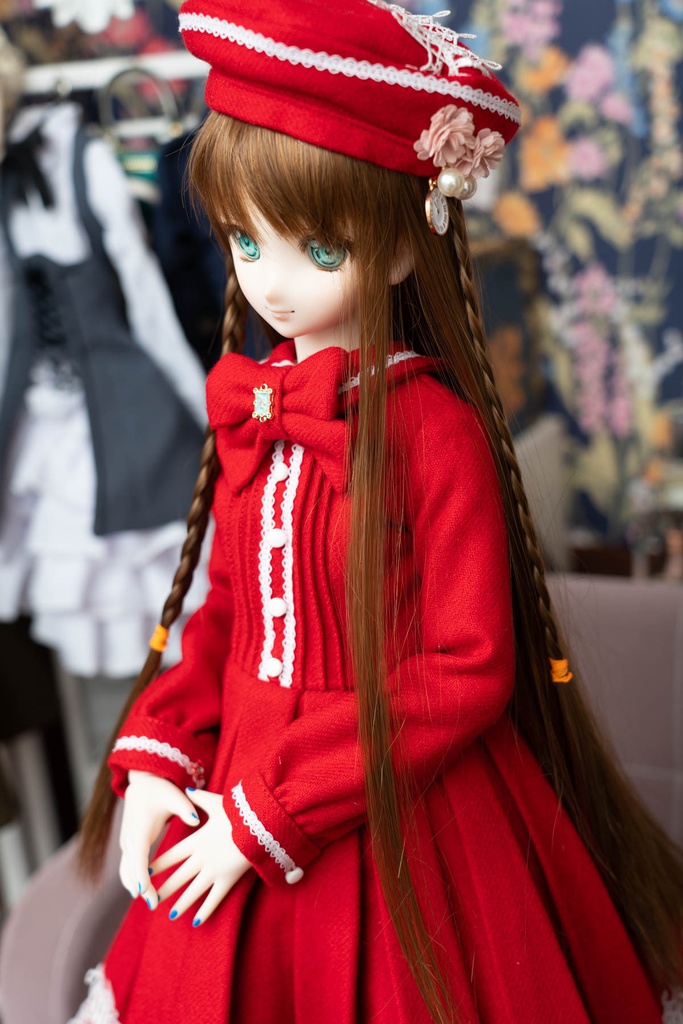 DD&DDS クラシカルワンピース帽子パニエセット(赤)