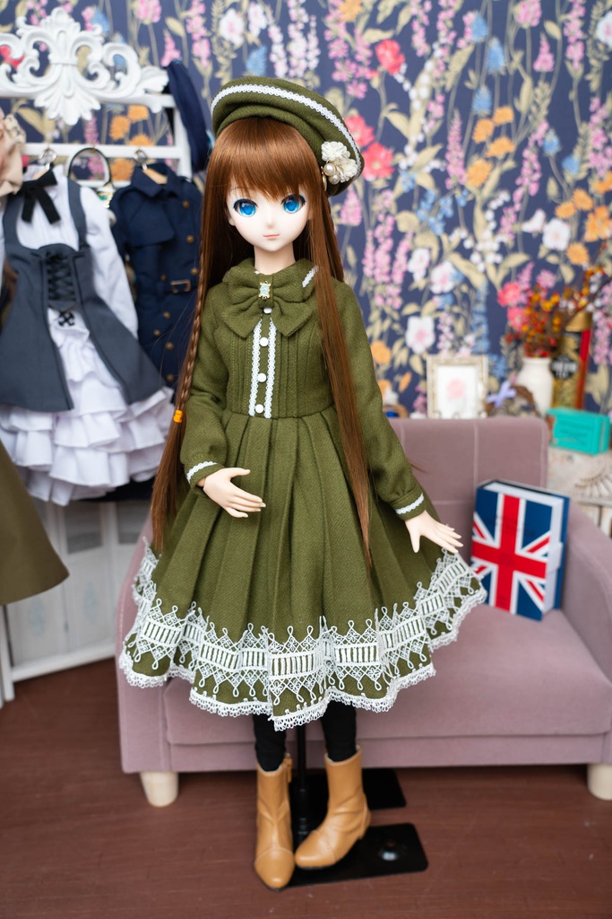 DD&DDS クラシカルワンピース帽子パニエセット(モスグリーン)