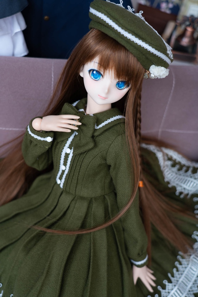 DD&DDS クラシカルワンピース帽子パニエセット(モスグリーン)