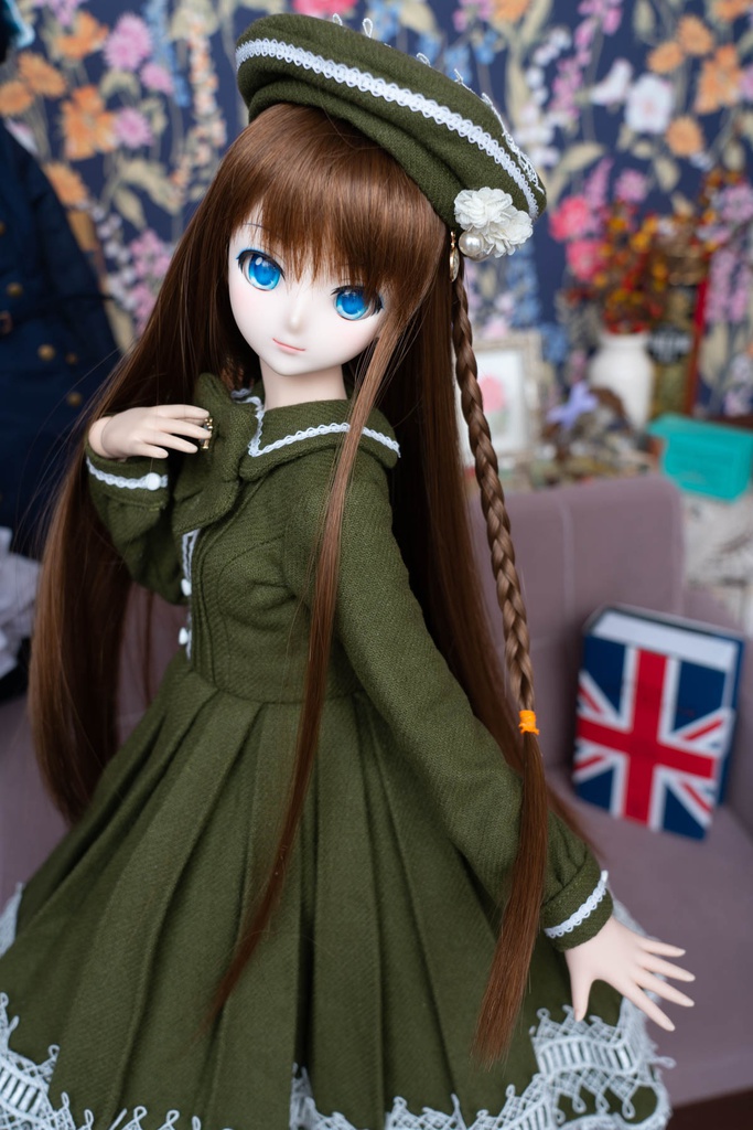 DD&DDS クラシカルワンピース帽子パニエセット(モスグリーン)