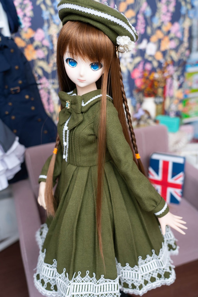 DD&DDS クラシカルワンピース帽子パニエセット(モスグリーン)