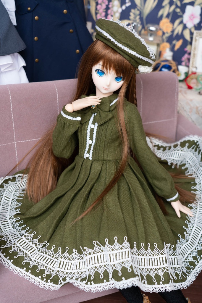 DD&DDS クラシカルワンピース帽子パニエセット(モスグリーン)