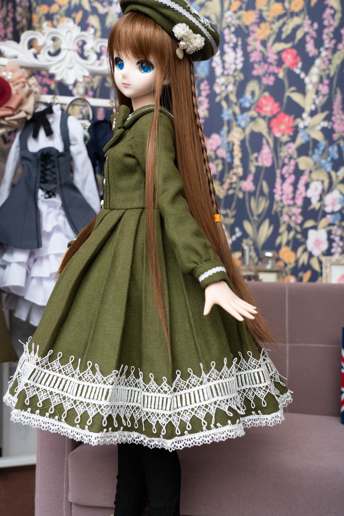 DD&DDS クラシカルワンピース帽子パニエセット(モスグリーン)