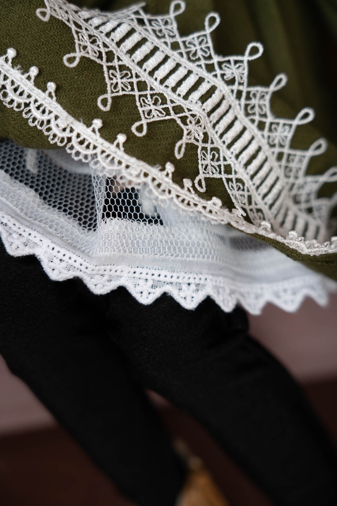 DD&DDS クラシカルワンピース帽子パニエセット(モスグリーン)