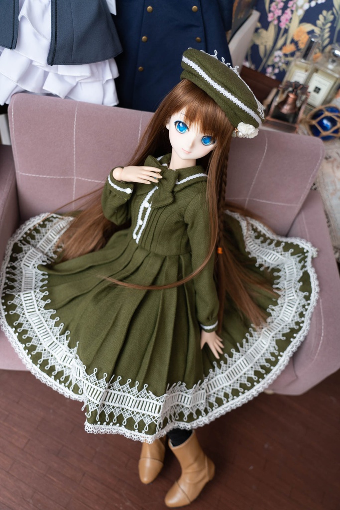 DD&DDS クラシカルワンピース帽子パニエセット(モスグリーン)