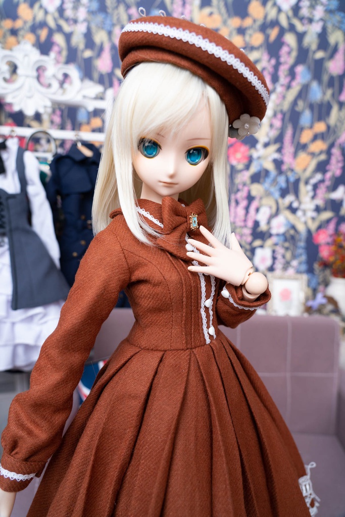 DD&DDS クラシカルワンピース帽子パニエセット(ライトブラウン)