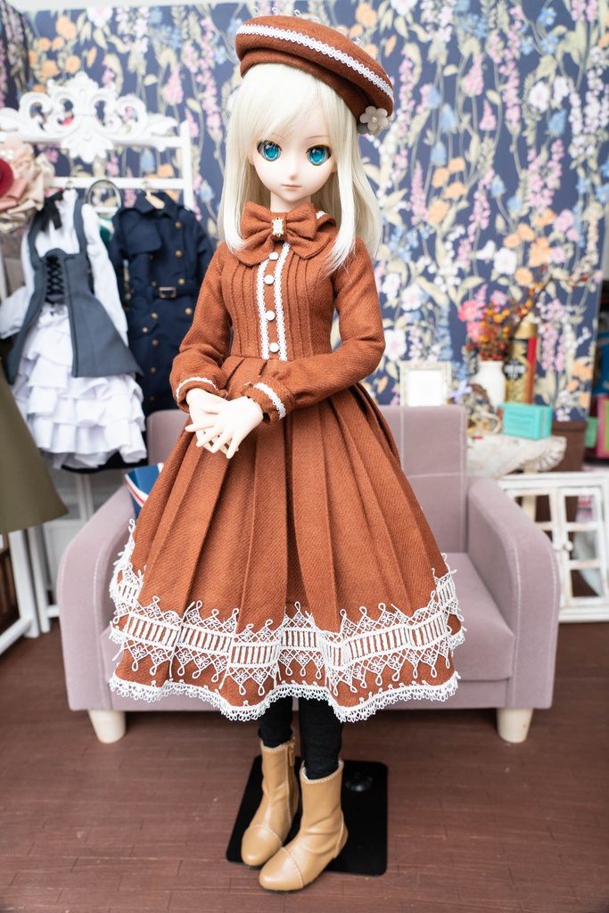 DD&DDS クラシカルワンピース帽子パニエセット(ライトブラウン)