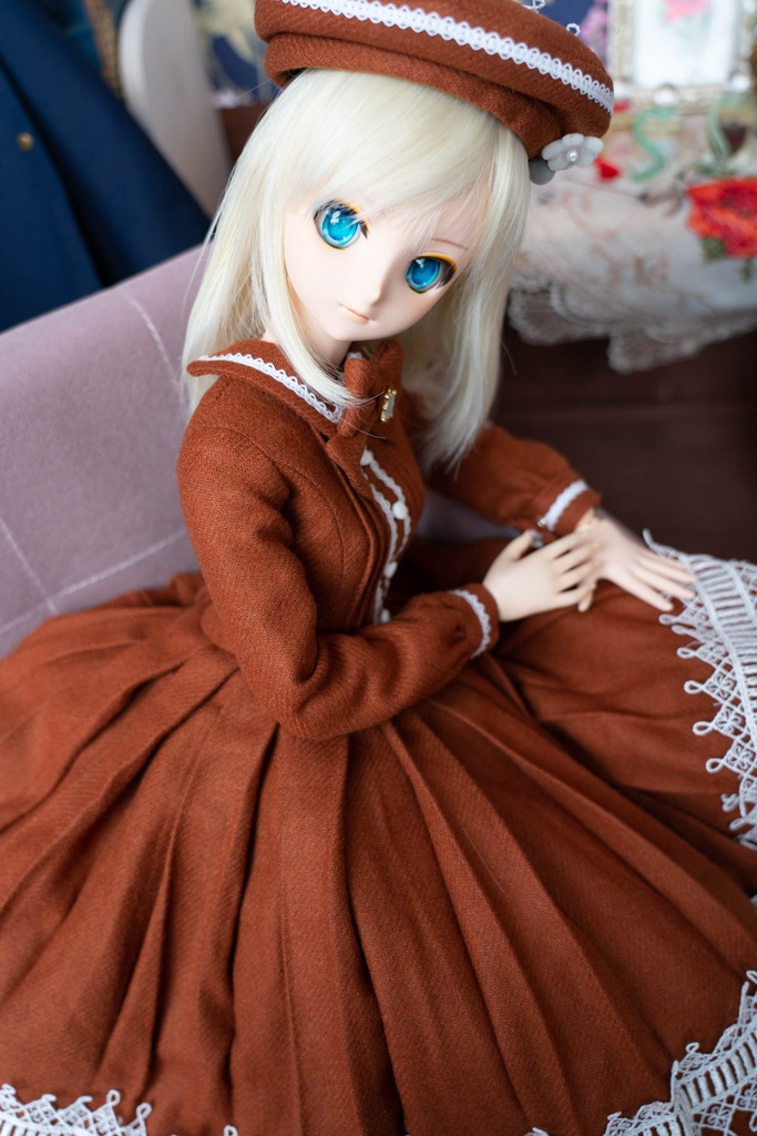 DD&DDS クラシカルワンピース帽子パニエセット(ライトブラウン)