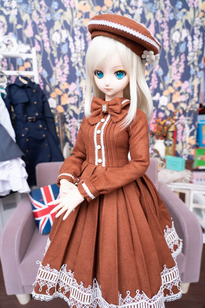 DD&DDS クラシカルワンピース帽子パニエセット(ライトブラウン)